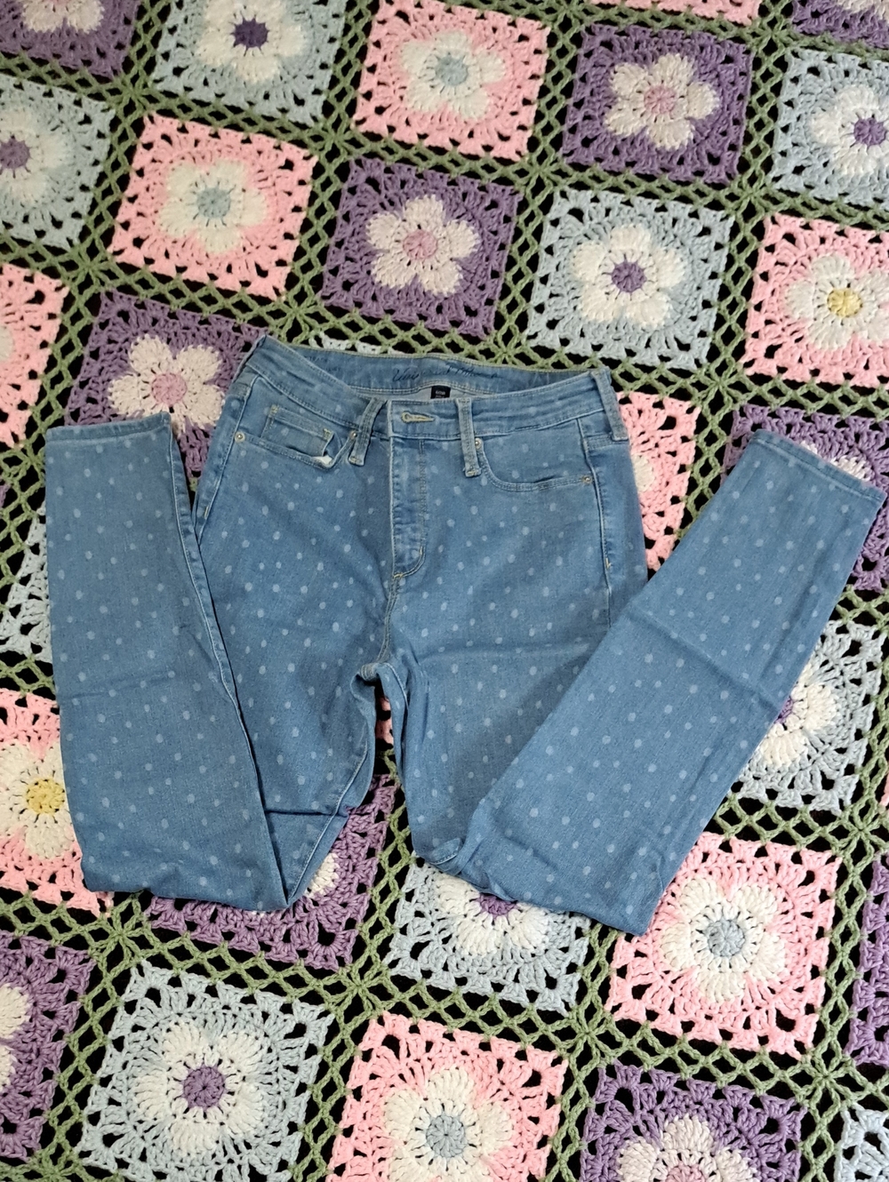 Universal Thread Light Blue Polka Dot Skinny Jeans